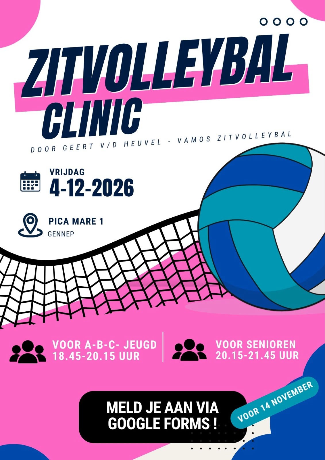 Zitvolleybal clinic! 04 December 2026